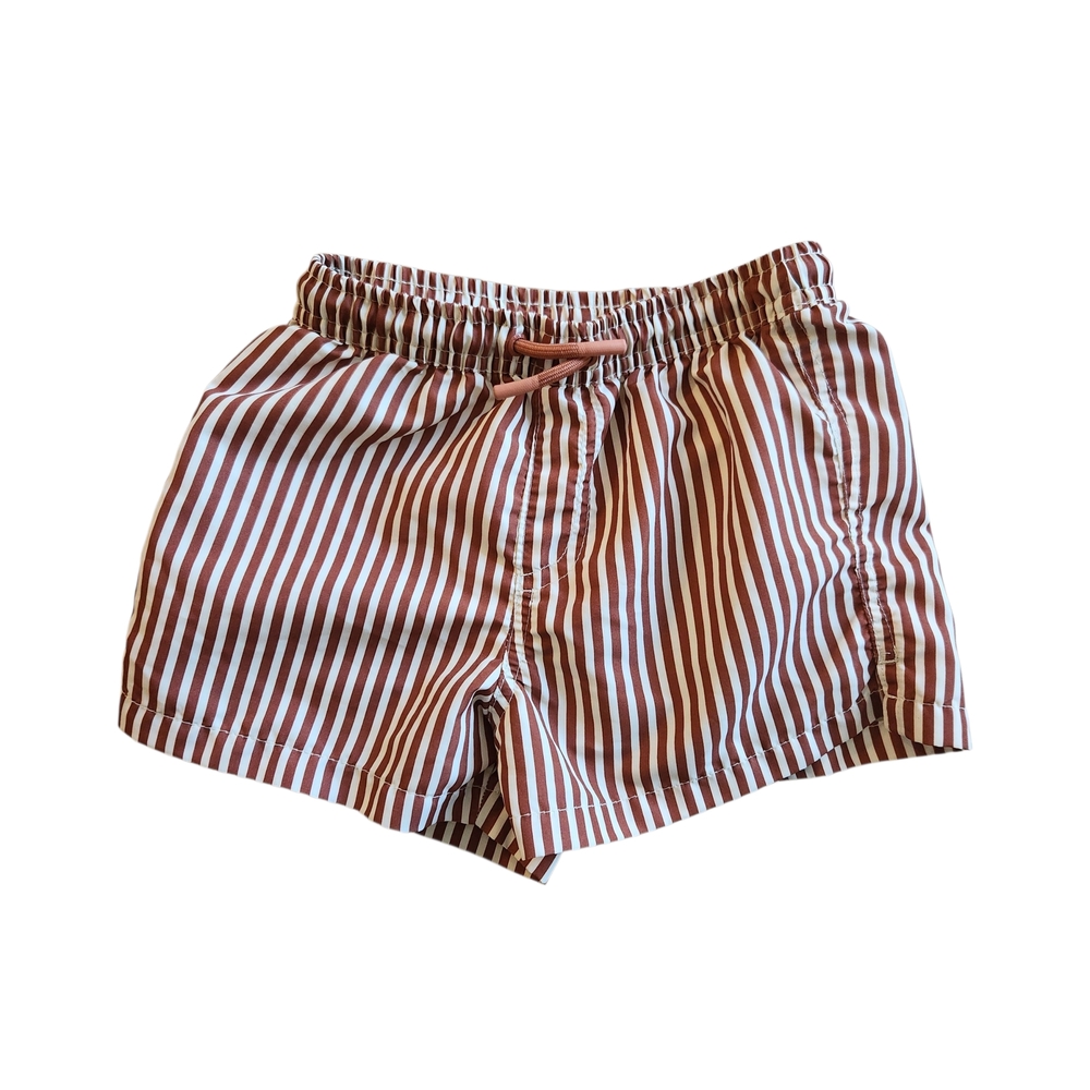 Zara Boys Brown and White Striped Swim Shorts